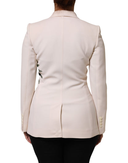 Giacca monopetto ricamata beige Dolce & Gabbana