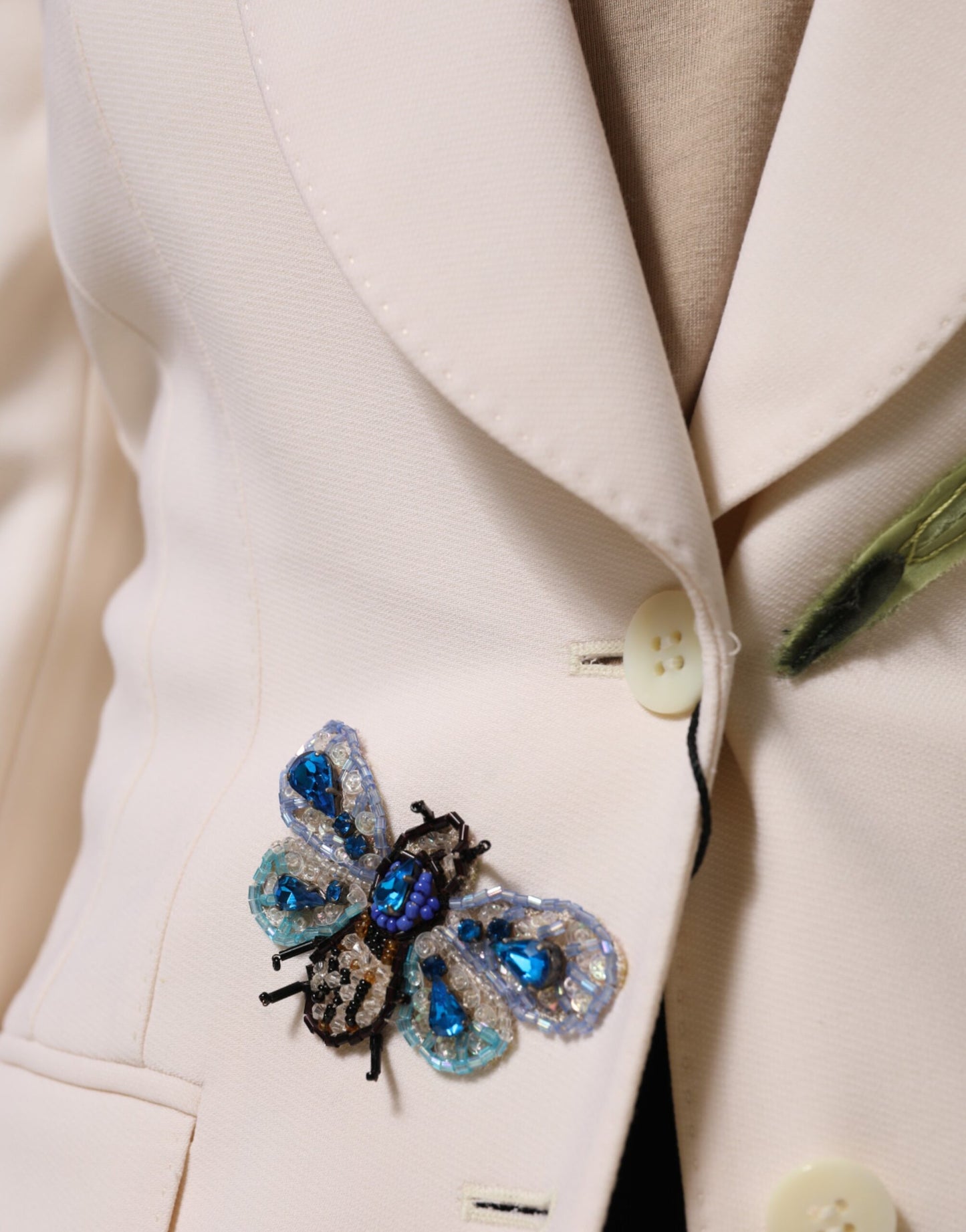 Giacca monopetto ricamata beige Dolce & Gabbana