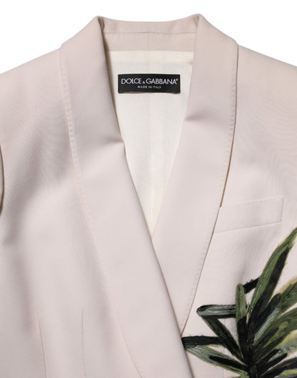 Giacca monopetto ricamata beige Dolce & Gabbana