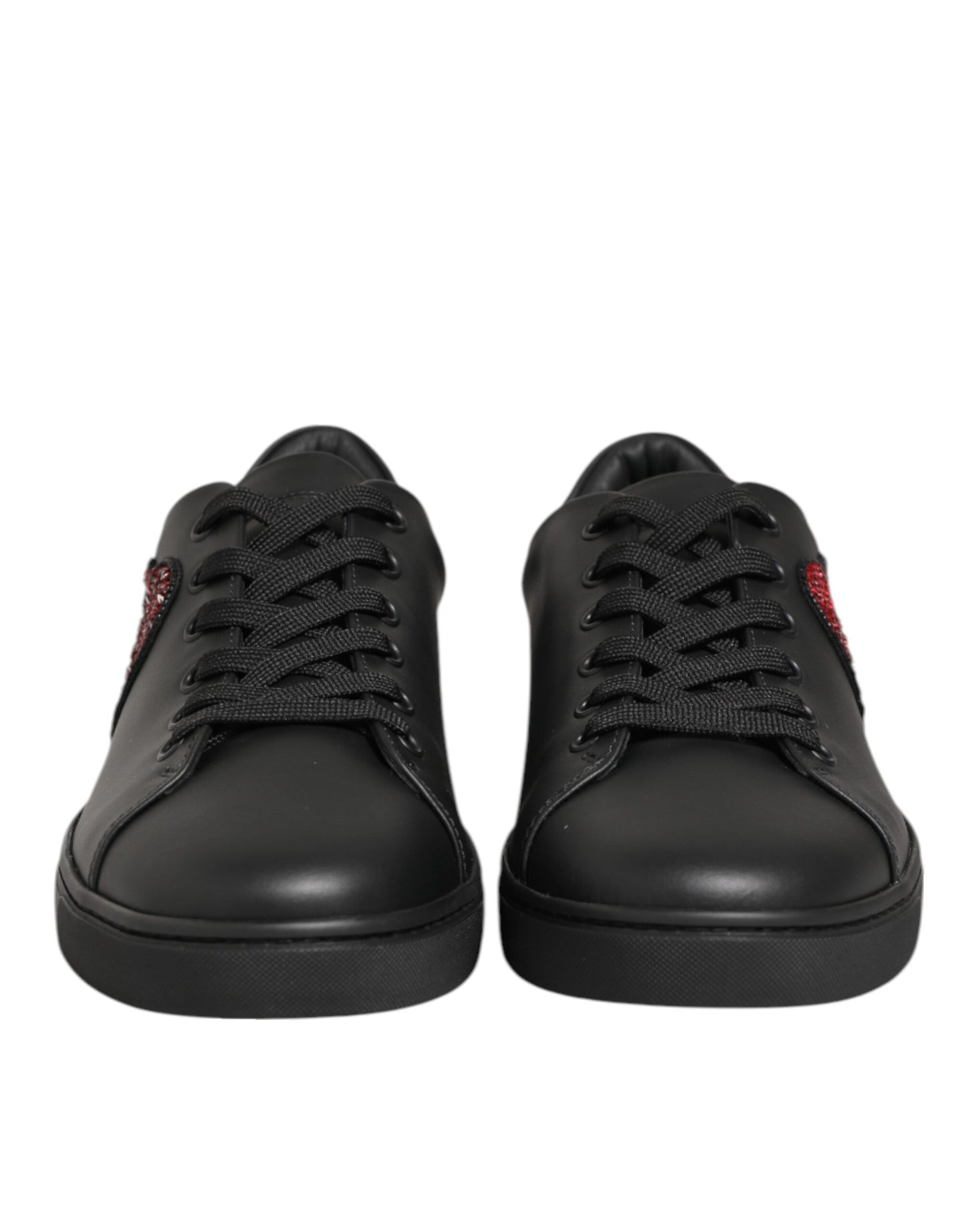 Scarpe da ginnastica Dolce &amp; Gabbana in pelle nera con cuore di cristallo