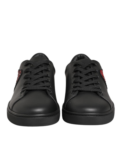 Scarpe da ginnastica Dolce &amp; Gabbana in pelle nera con cuore di cristallo