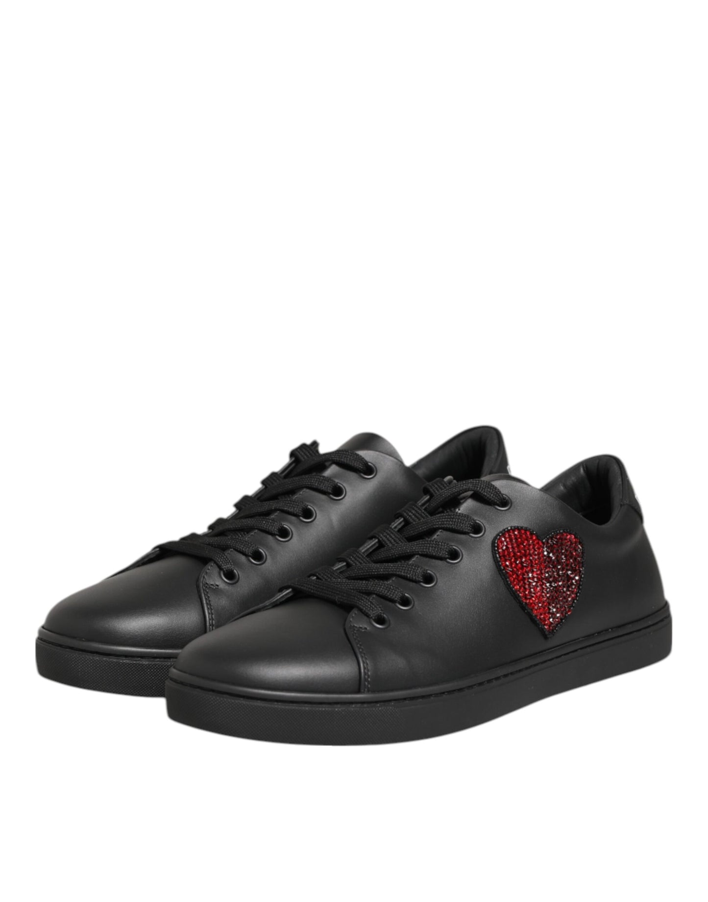 Scarpe da ginnastica Dolce &amp; Gabbana in pelle nera con cuore di cristallo