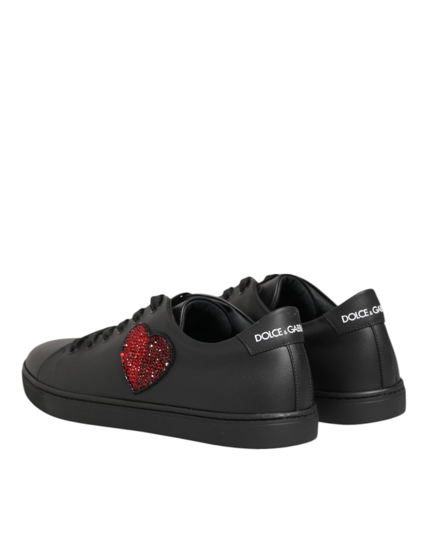 Scarpe da ginnastica Dolce &amp; Gabbana in pelle nera con cuore di cristallo