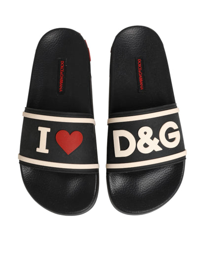 Sandali in gomma nera Dolce & Gabbana, scarpe da spiaggia