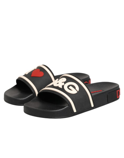 Sandali in gomma nera Dolce & Gabbana, scarpe da spiaggia
