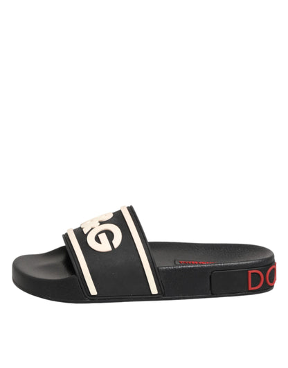 Sandali in gomma nera Dolce & Gabbana, scarpe da spiaggia