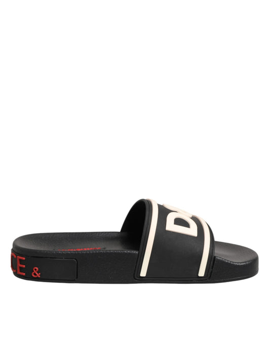 Sandali in gomma nera Dolce & Gabbana, scarpe da spiaggia
