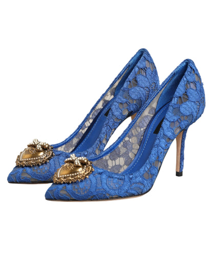 Scarpe con tacco DEVOTION in pizzo Taormina blu Dolce &amp; Gabbana \