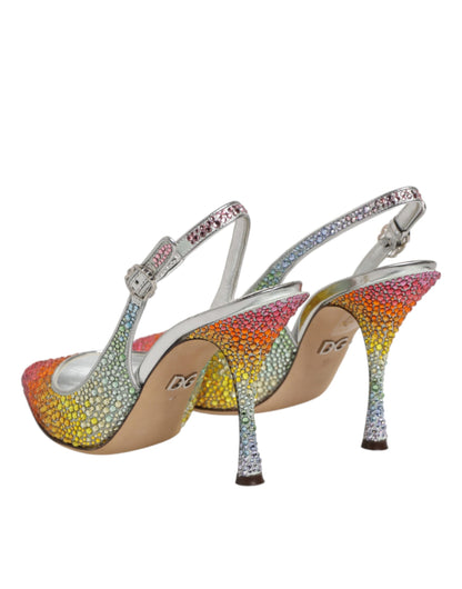 Scarpe con cinturino posteriore in paillettes multicolore Dolce & Gabbana
