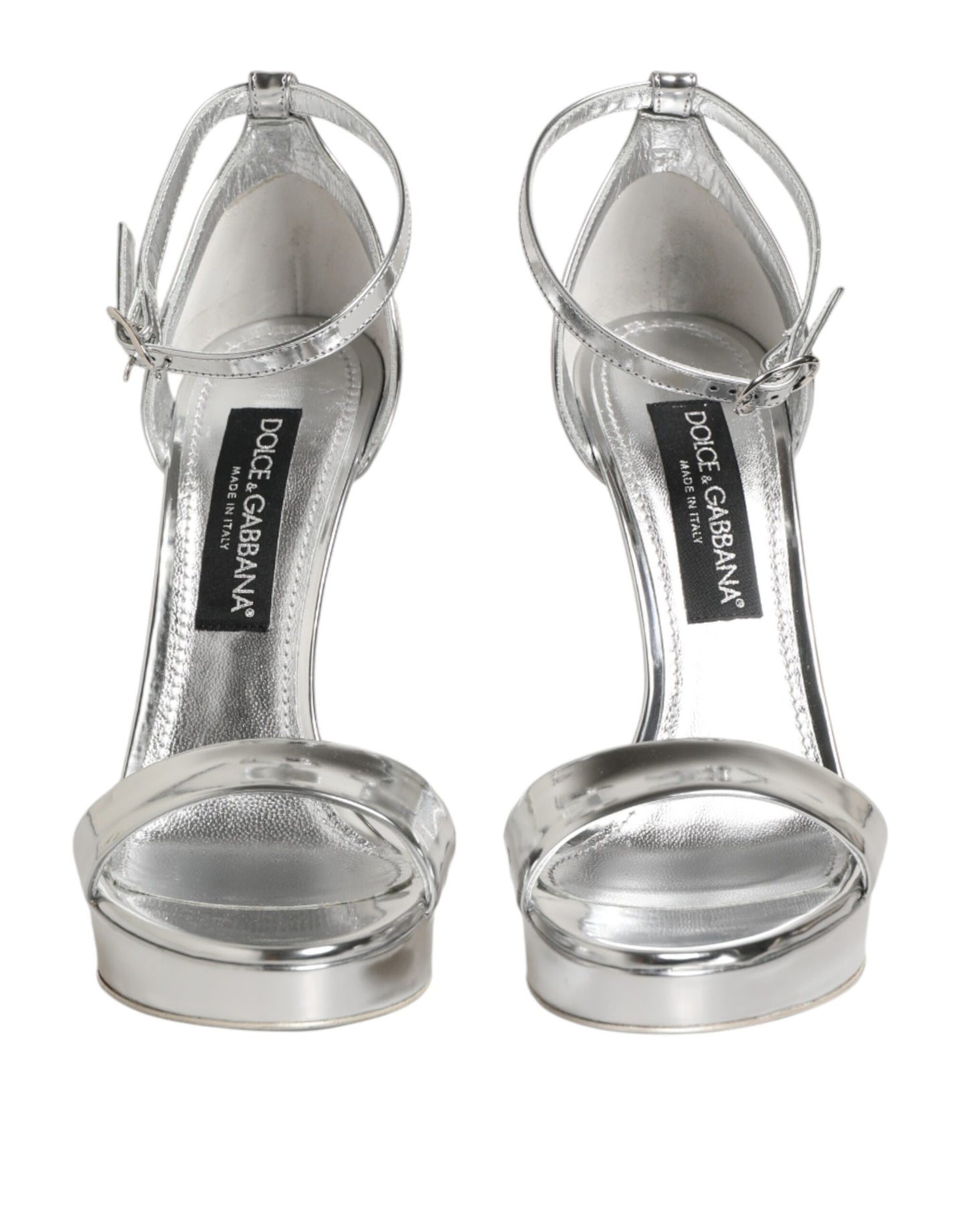 Sandali Keira con plateau in pelle argentata Dolce & Gabbana