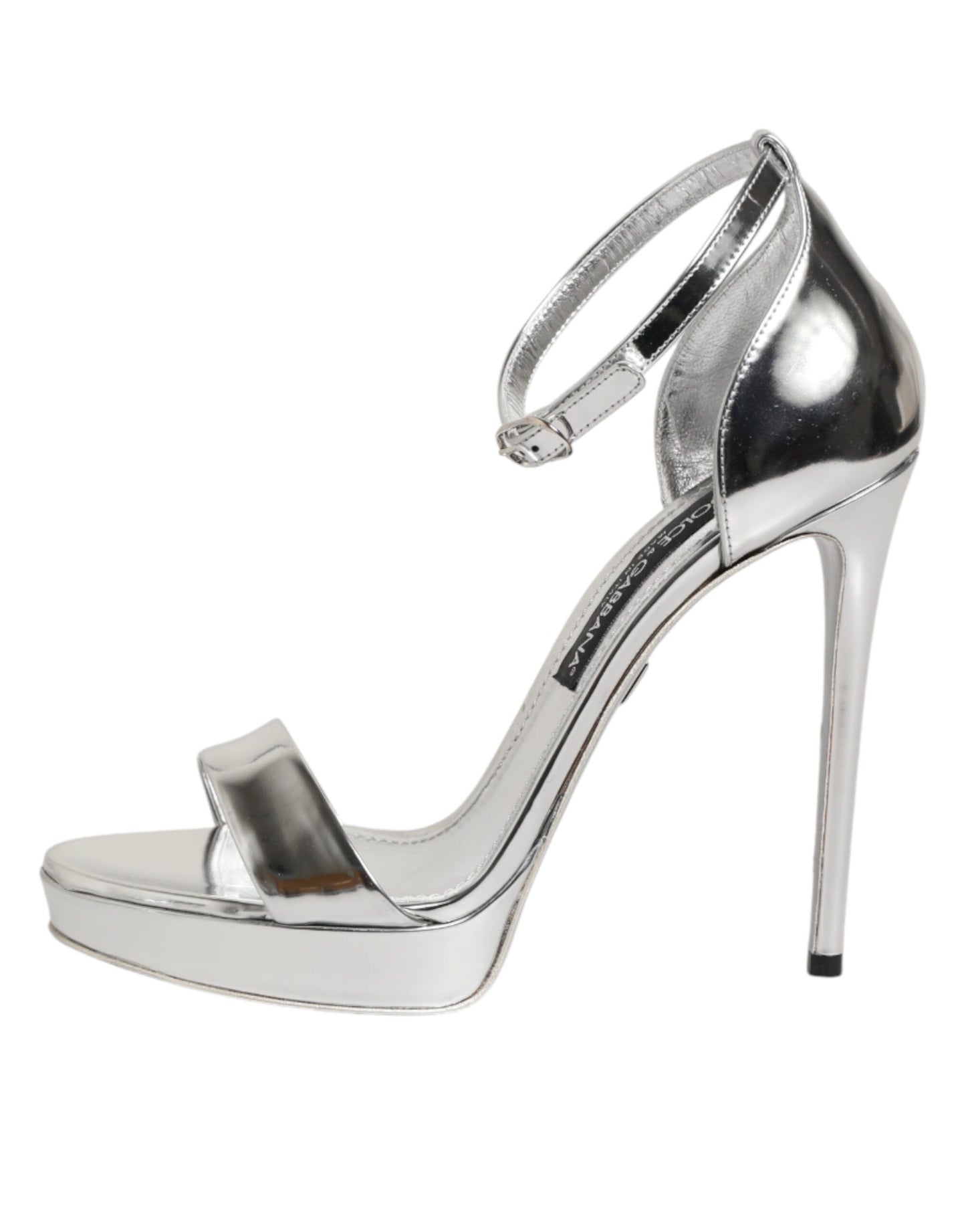 Sandali Keira con plateau in pelle argentata Dolce & Gabbana