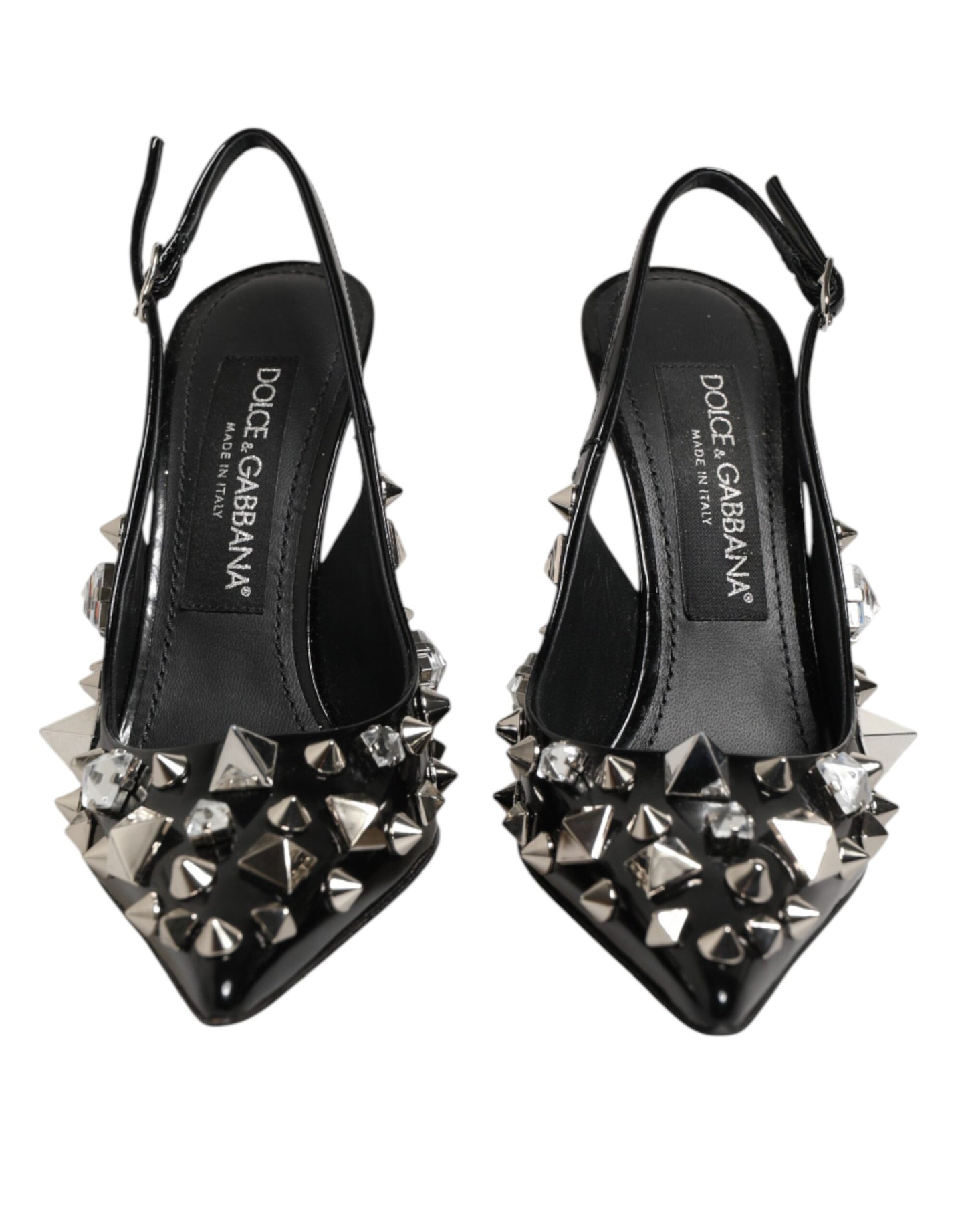 Scarpe con tacco e cinturino alla caviglia in pelle nera con borchie Dolce &amp; Gabbana