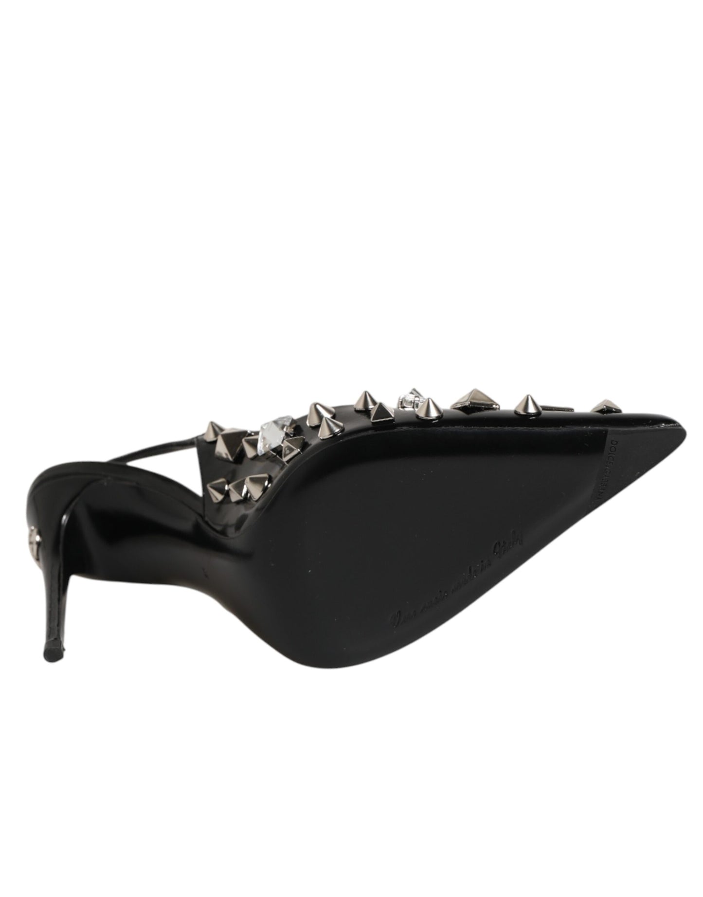 Scarpe con tacco e cinturino alla caviglia in pelle nera con borchie Dolce &amp; Gabbana