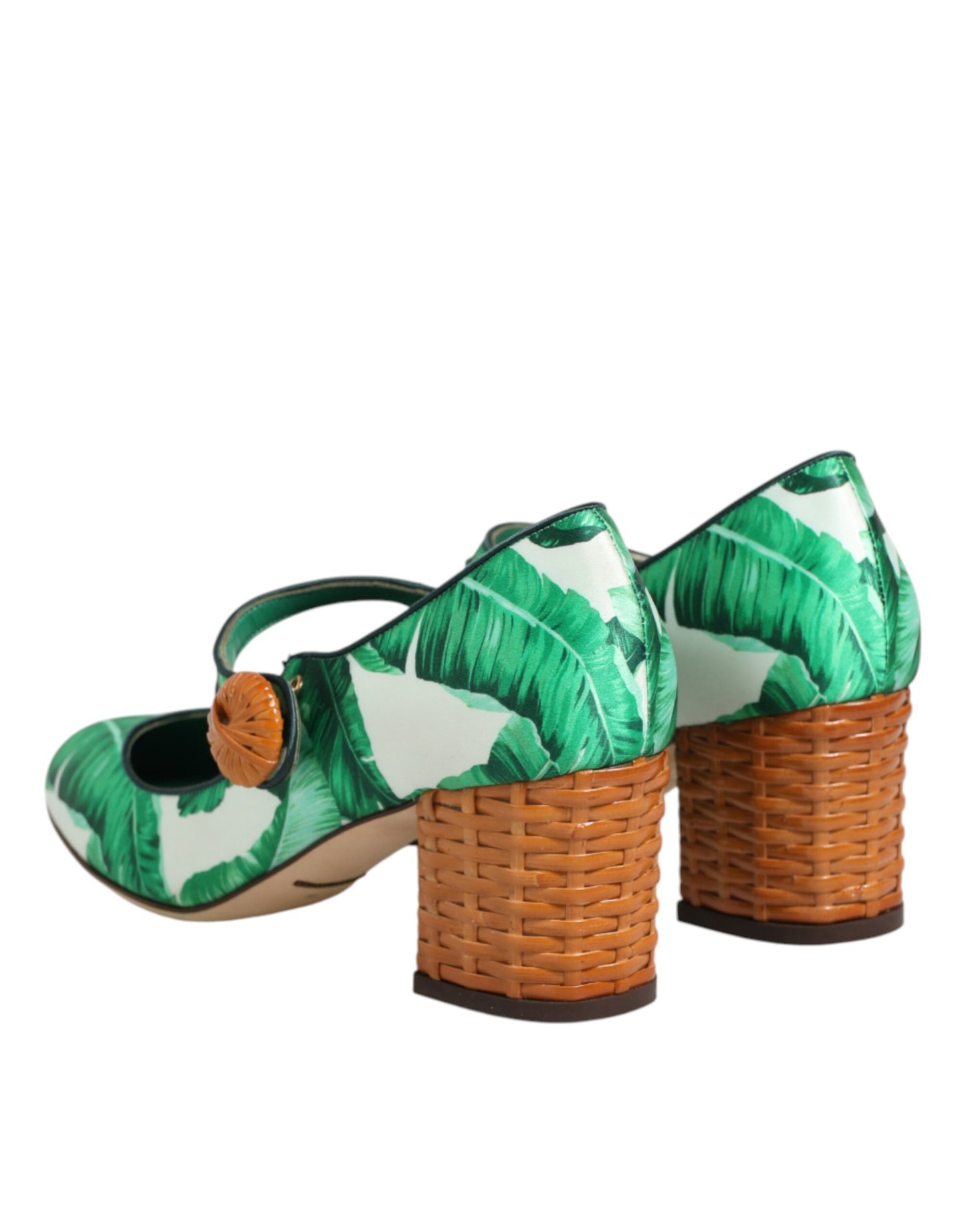 Dolce &amp; Gabbana Sandali MARY JANES in seta verde con foglie