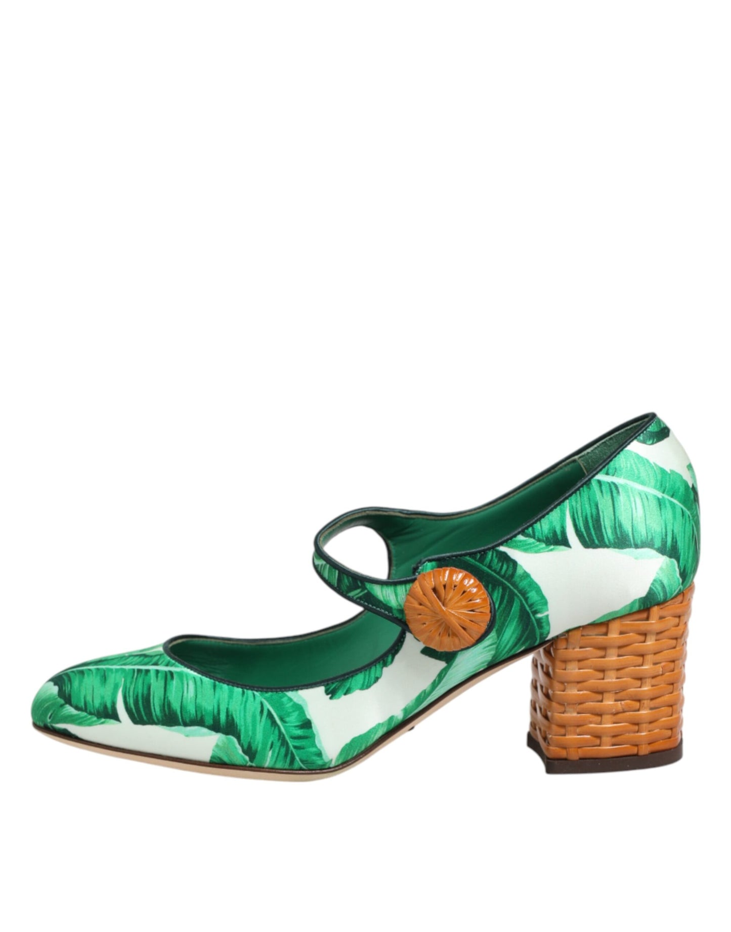 Dolce &amp; Gabbana Sandali MARY JANES in seta verde con foglie