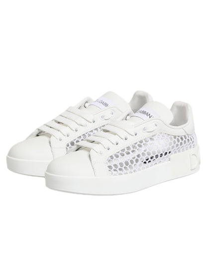 Scarpe da ginnastica basse con inserti in rete bianca Dolce &amp; Gabbana
