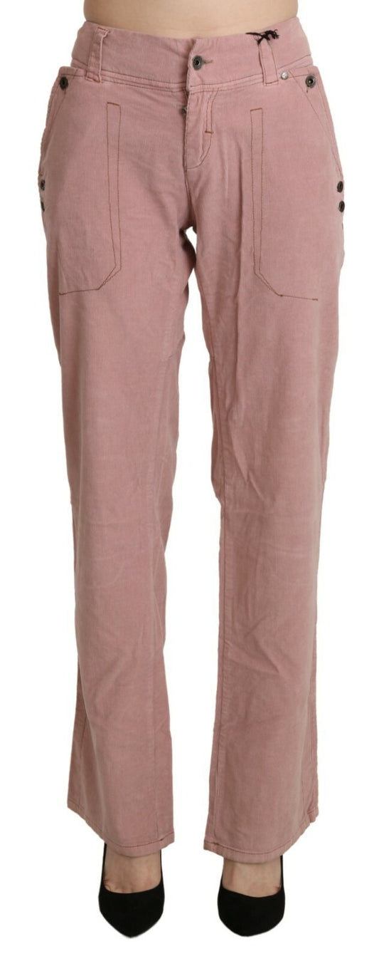 Pantaloni dritti a vita alta in cotone rosa Ermanno Scervino