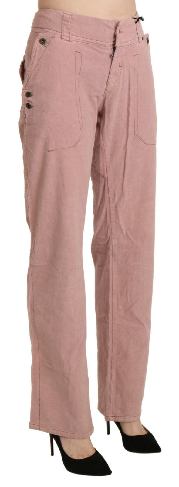 Pantaloni dritti a vita alta in cotone rosa Ermanno Scervino