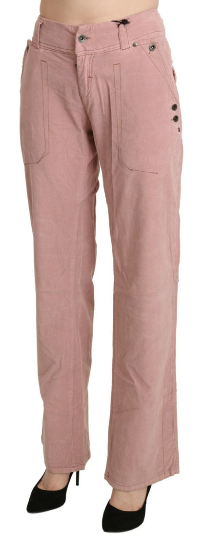 Pantaloni dritti a vita alta in cotone rosa Ermanno Scervino
