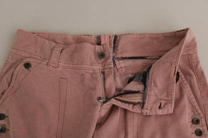 Pantaloni dritti a vita alta in cotone rosa Ermanno Scervino