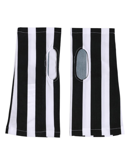 Guanti senza dita in nylon bianco e nero Dolce &amp; Gabbana