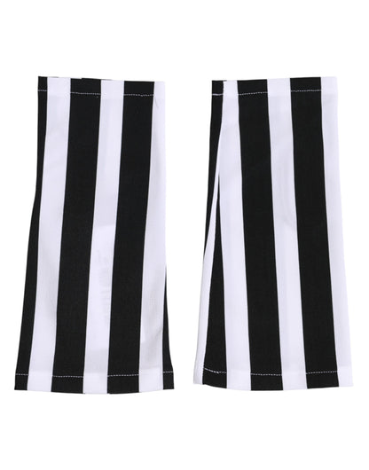 Guanti senza dita in nylon bianco e nero Dolce &amp; Gabbana