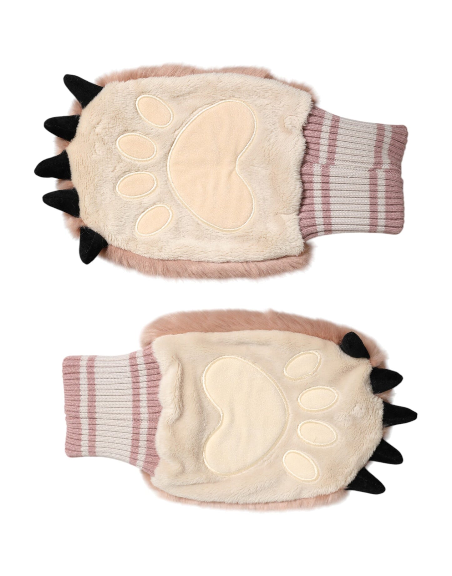 Guanti da polso in pelliccia lavorata a maglia in acrilico marrone Dolce &amp; Gabbana