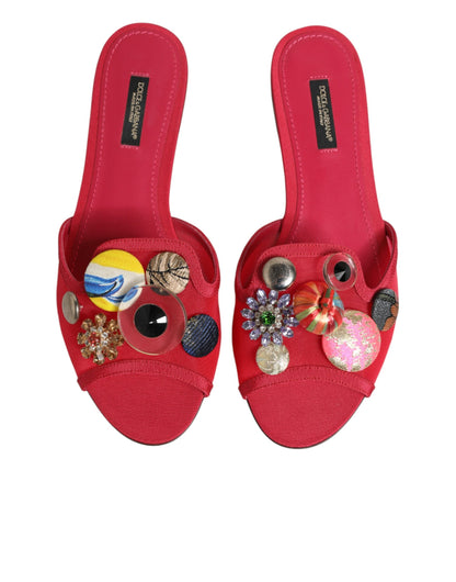 Sandali slip-on con decorazioni rosse Dolce &amp; Gabbana