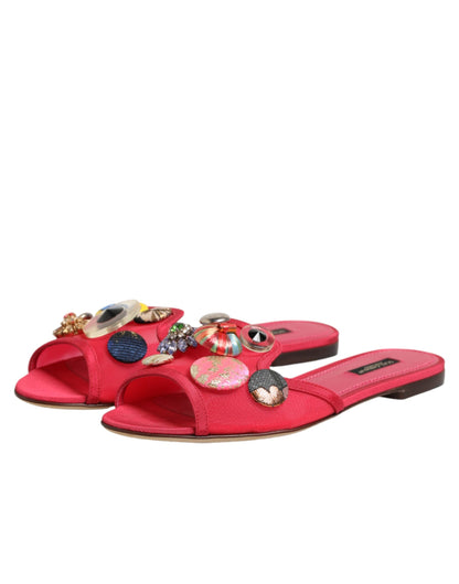 Sandali slip-on con decorazioni rosse Dolce &amp; Gabbana