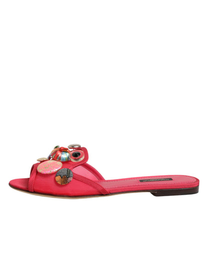 Sandali slip-on con decorazioni rosse Dolce &amp; Gabbana