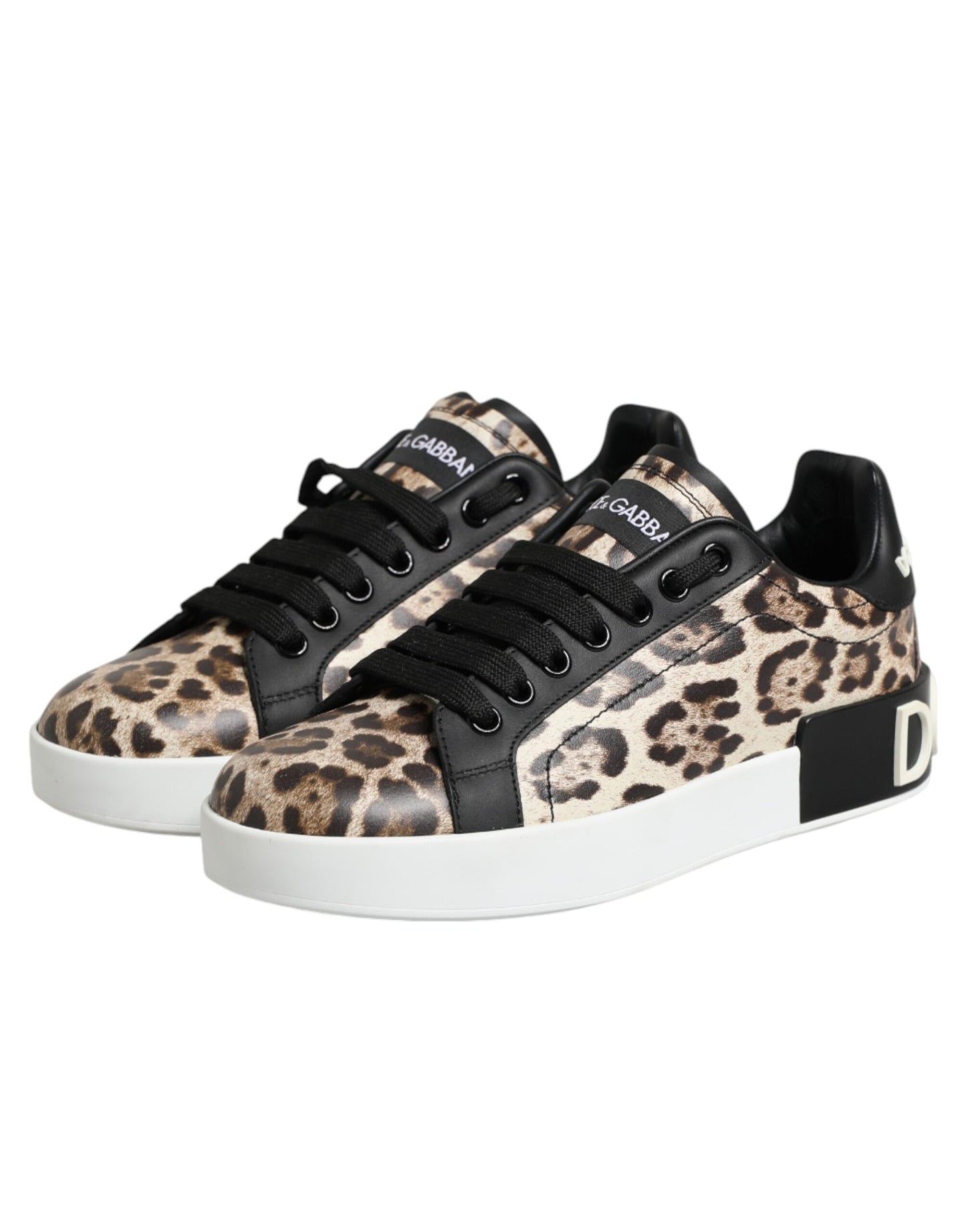Dolce &amp; Gabbana Scarpe da ginnastica basse in pelle marrone leopardata