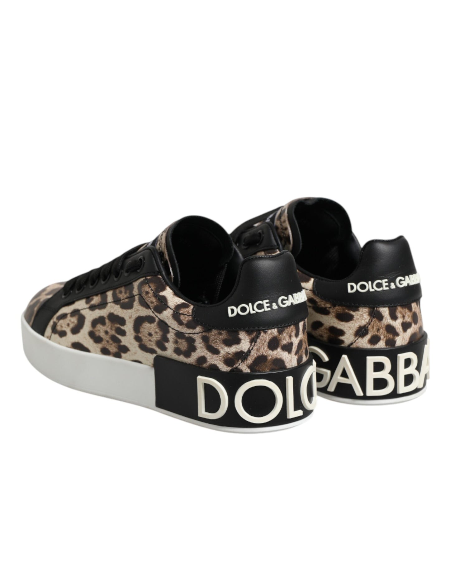 Dolce &amp; Gabbana Scarpe da ginnastica basse in pelle marrone leopardata
