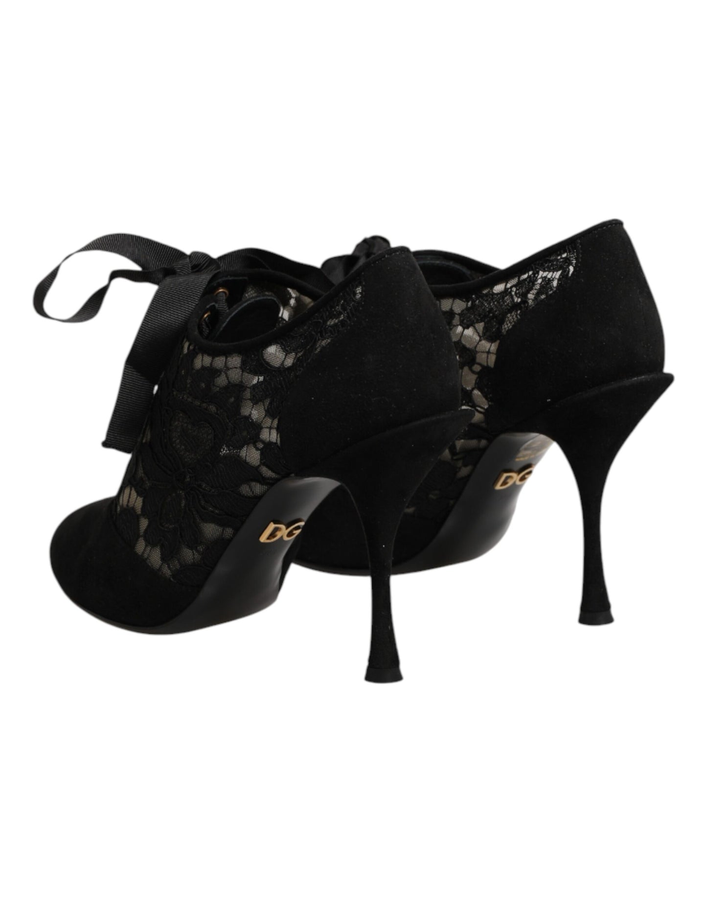 Scarpe con tacco alto e stringate Dolce & Gabbana nere con stampa floreale