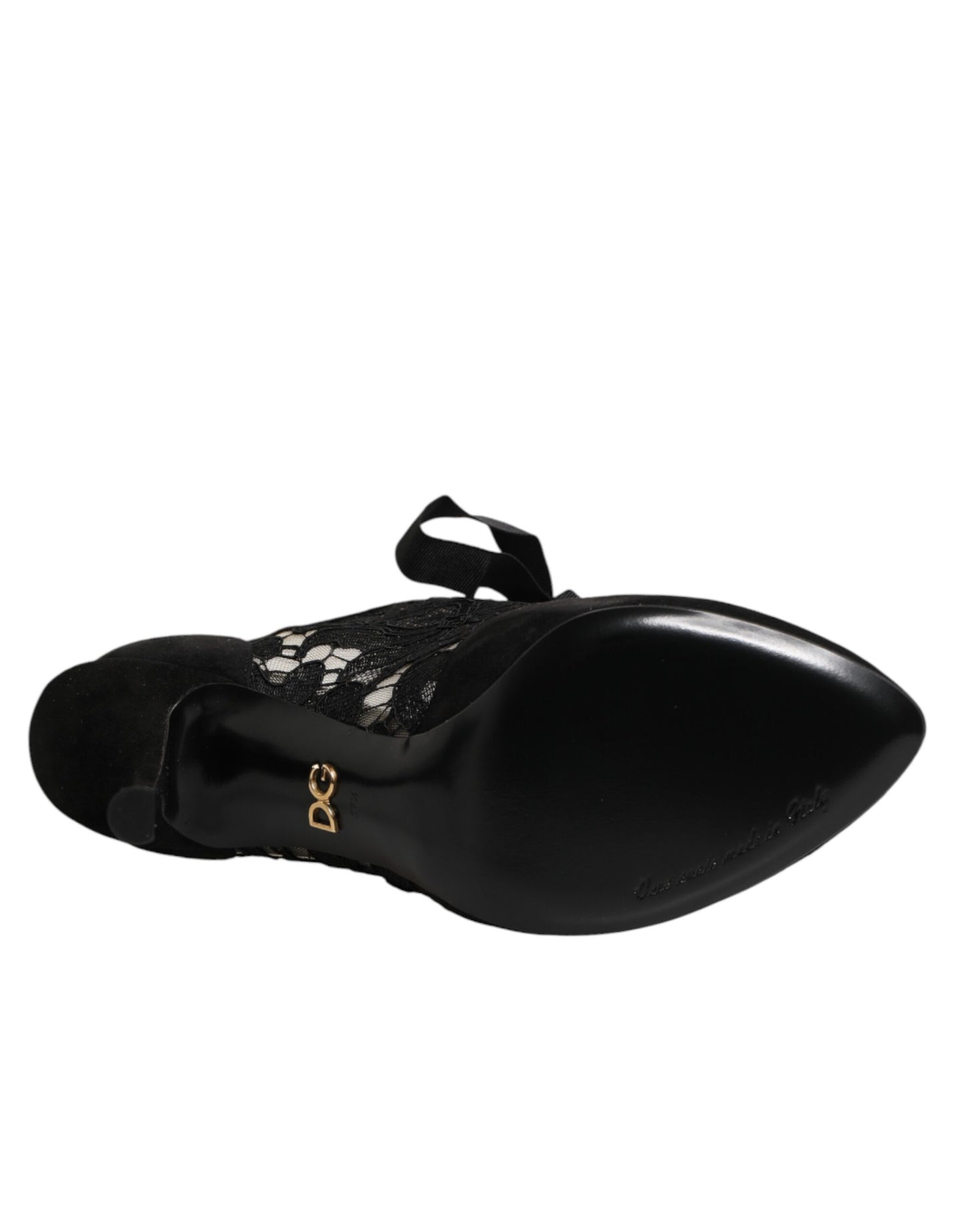 Scarpe con tacco alto e stringate Dolce & Gabbana nere con stampa floreale