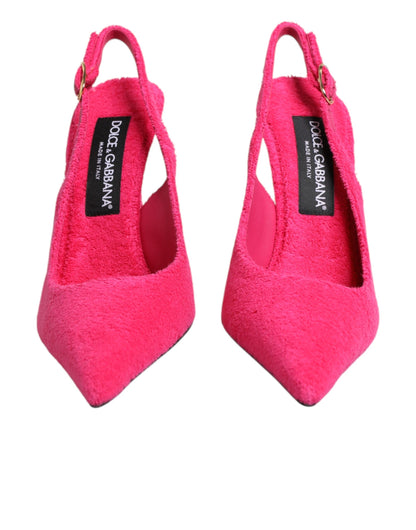 Scarpe con tacco alto e cinturino posteriore in pelle scamosciata rosa Dolce &amp; Gabbana