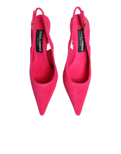 Scarpe con tacco alto e cinturino posteriore in pelle scamosciata rosa Dolce &amp; Gabbana