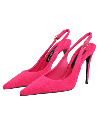 Scarpe con tacco alto e cinturino posteriore in pelle scamosciata rosa Dolce &amp; Gabbana
