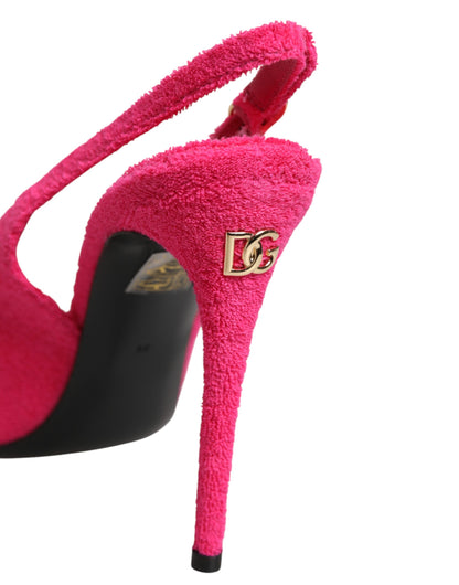Scarpe con tacco alto e cinturino posteriore in pelle scamosciata rosa Dolce &amp; Gabbana