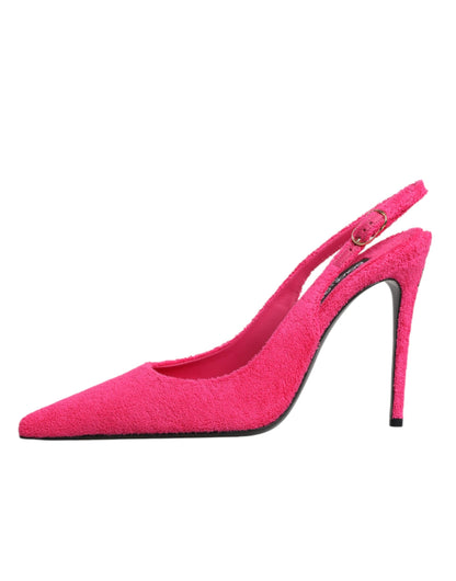 Scarpe con tacco alto e cinturino posteriore in pelle scamosciata rosa Dolce &amp; Gabbana