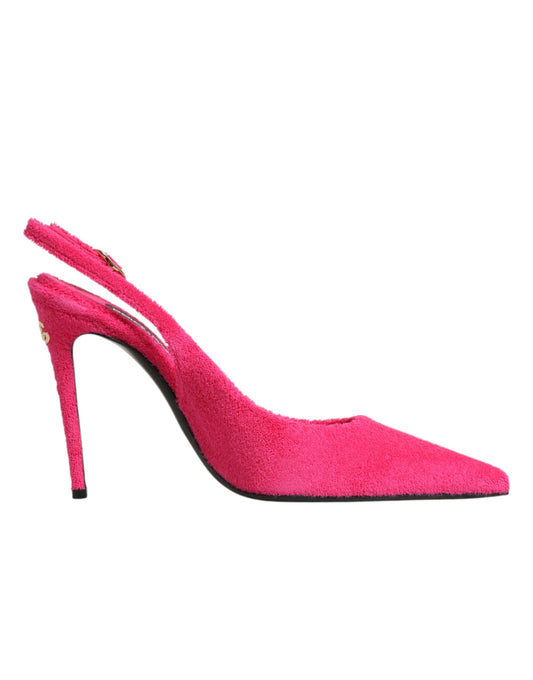 Scarpe con tacco alto e cinturino posteriore in pelle scamosciata rosa Dolce &amp; Gabbana