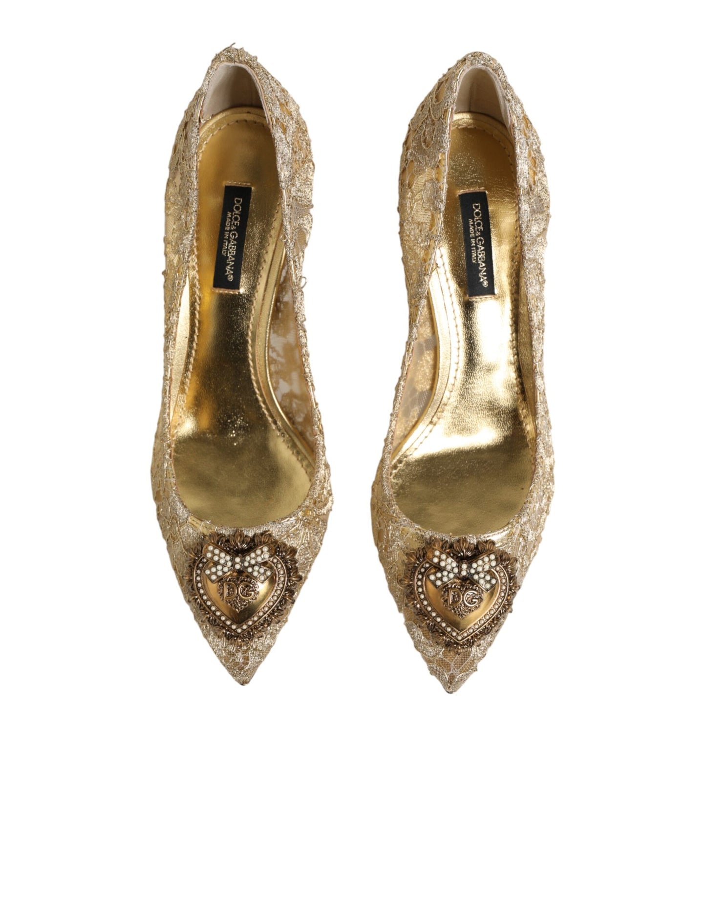 Scarpe con tacco DEVOTION in pizzo Taormina color oro Dolce &amp; Gabbana