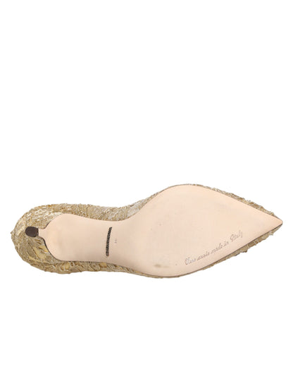 Scarpe con tacco DEVOTION in pizzo Taormina color oro Dolce &amp; Gabbana