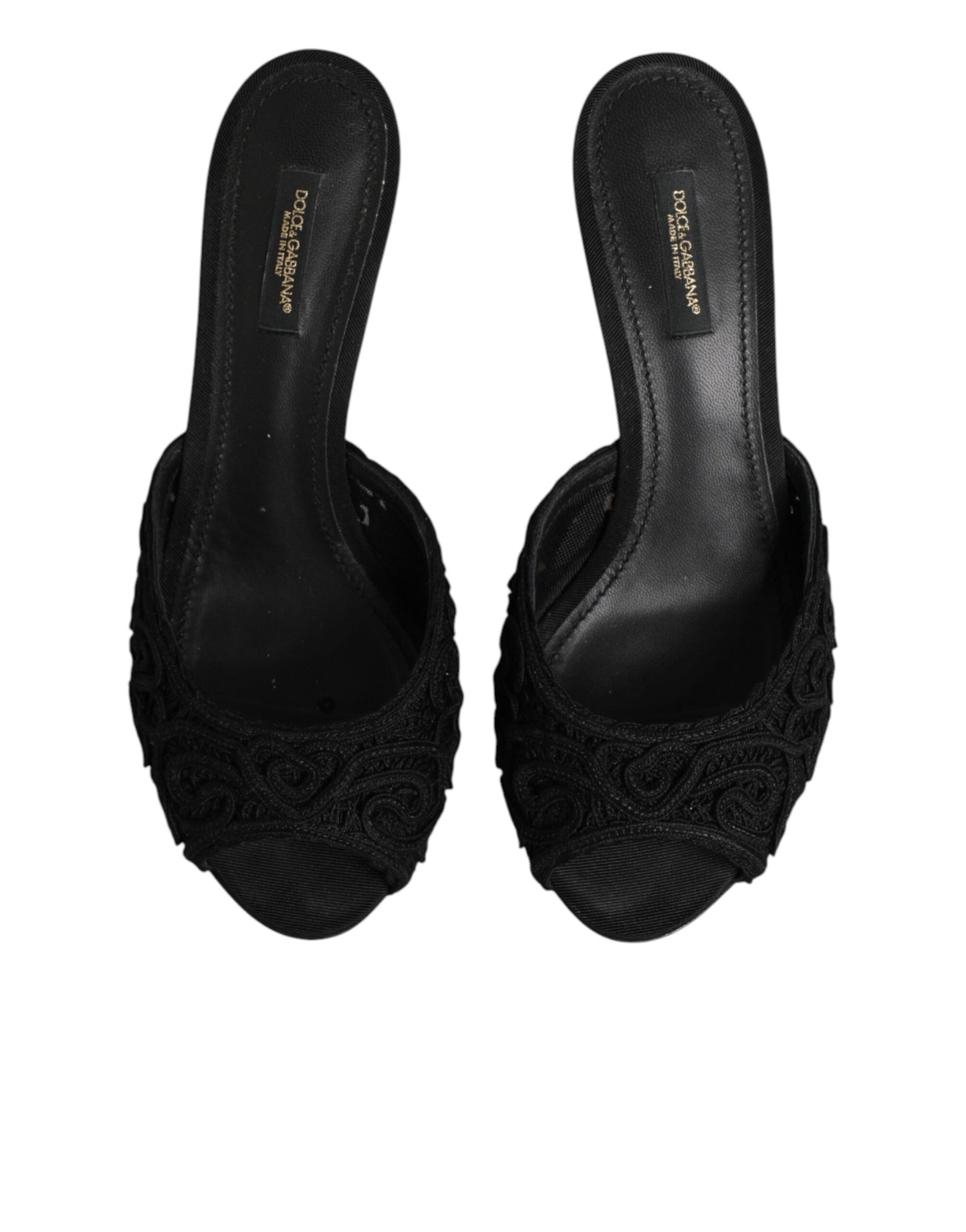 Scarpe con tacco a spillo nere ricamate Dolce &amp; Gabbana