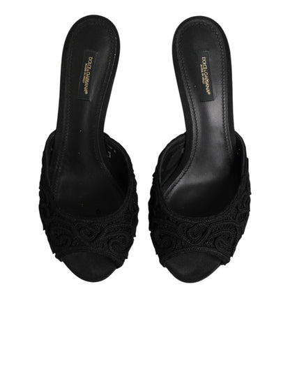 Scarpe con tacco a spillo nere ricamate Dolce &amp; Gabbana