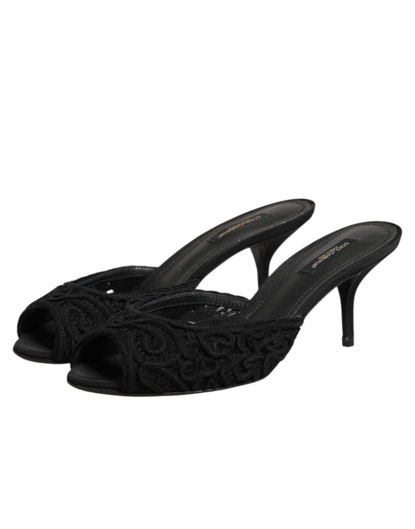 Scarpe con tacco a spillo nere ricamate Dolce &amp; Gabbana