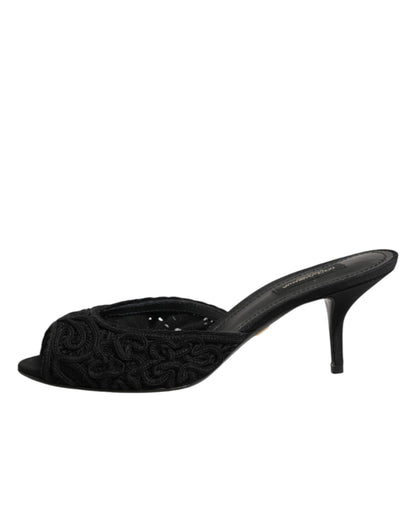 Scarpe con tacco a spillo nere ricamate Dolce &amp; Gabbana