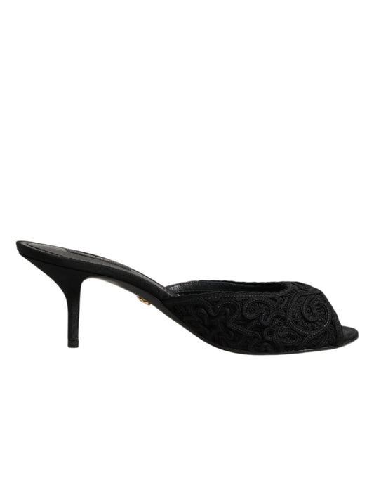 Scarpe con tacco a spillo nere ricamate Dolce &amp; Gabbana