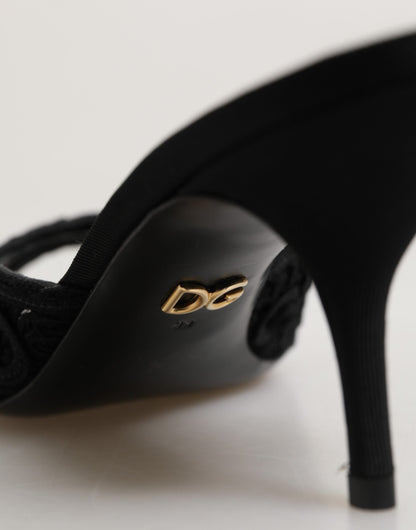 Scarpe con tacco a spillo nere ricamate Dolce &amp; Gabbana