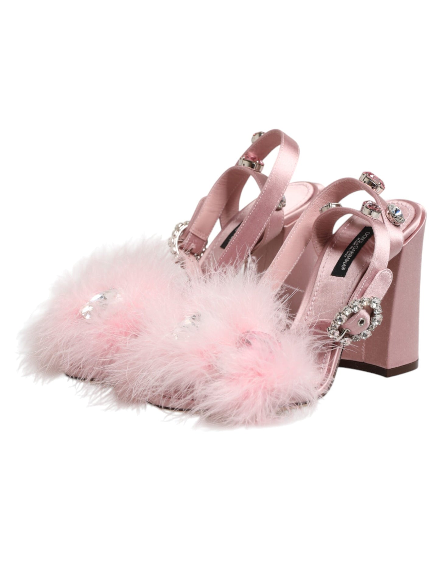 Sandali con cinturino alla caviglia e paillettes rosa Dolce &amp; Gabbana