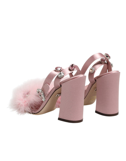 Sandali con cinturino alla caviglia e paillettes rosa Dolce &amp; Gabbana